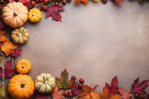 Autumn banner with frame from pumpkin