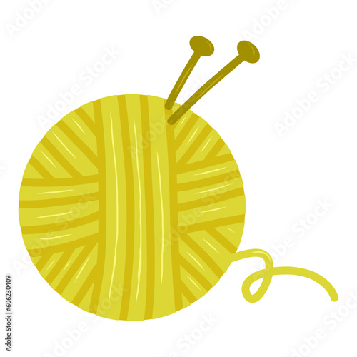 Knitting Needle Pins Wool Clew Balls Doodle Drawing Vector