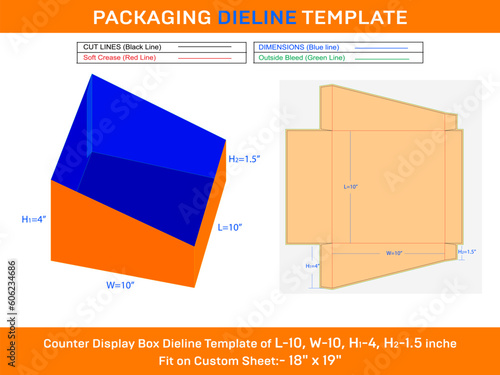 Shelf Organiser Product Counter Display Box L 10xW 10xH1 4xH2 1.5inch