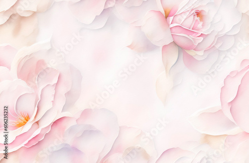 Soft watercolor illustration of flowers. Generative AI. © JCLobo