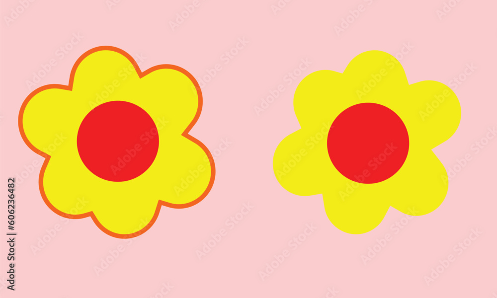 Flowers in modern simple. Cute round flower plant nature collection. Vector illustrator. Flowers in modern simple. Cute round flower plant nature collection. Vector illustrator.