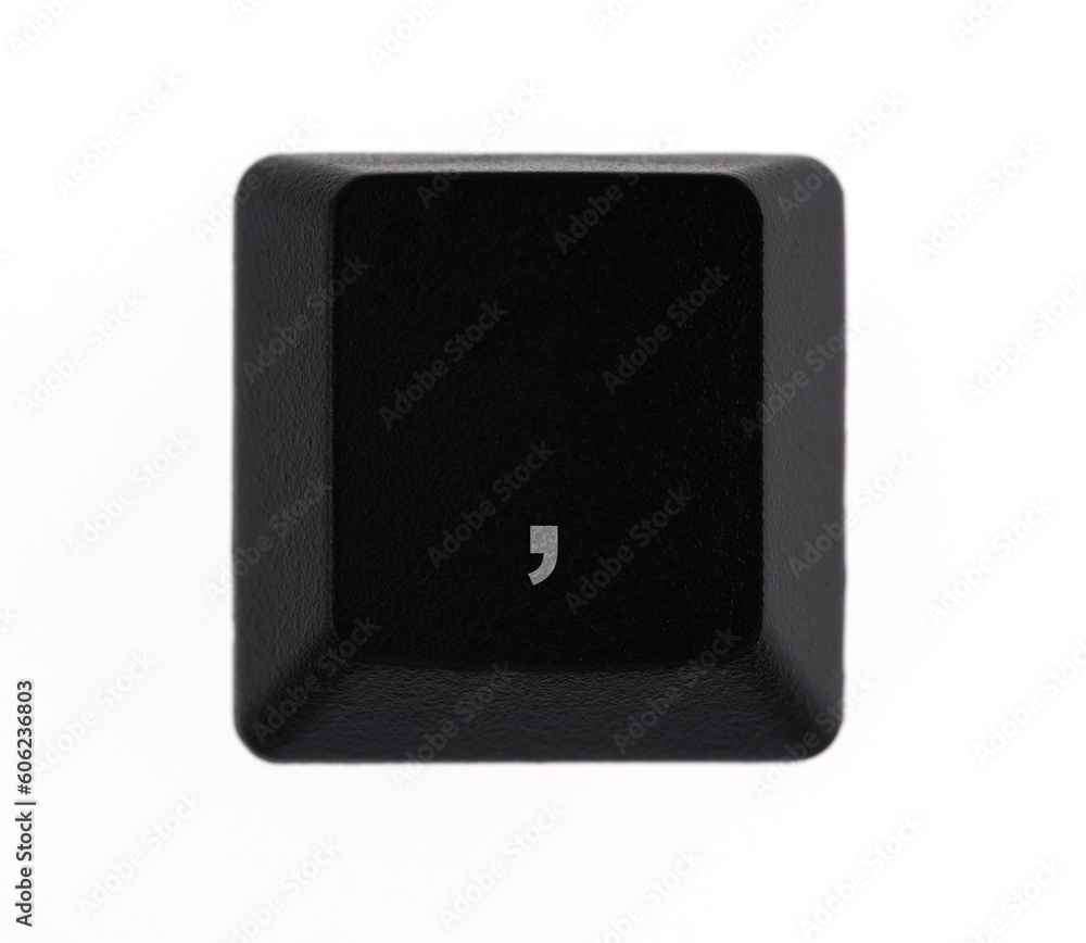 Keyboard comma key on white background Keyboard comma key on white background