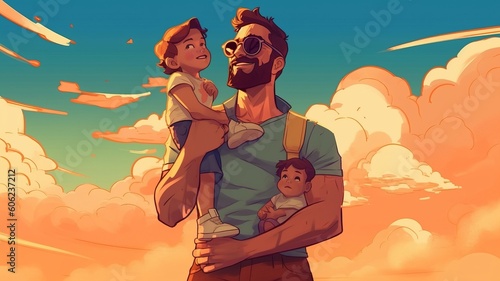 Honoring dads on Father's Day vector illustration June 18th Generative AI photo