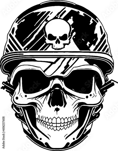 Canvas Print A zombie soldier with a war helmet