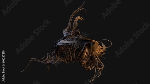 Digital 3D abstract on black background (ID: 606237810)