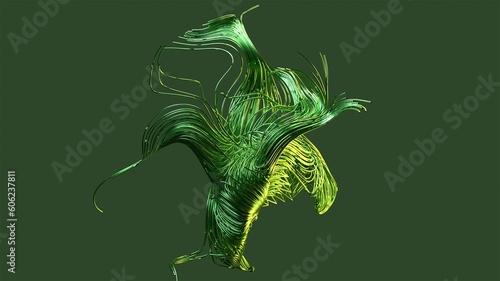Digital 3D abstract on green background