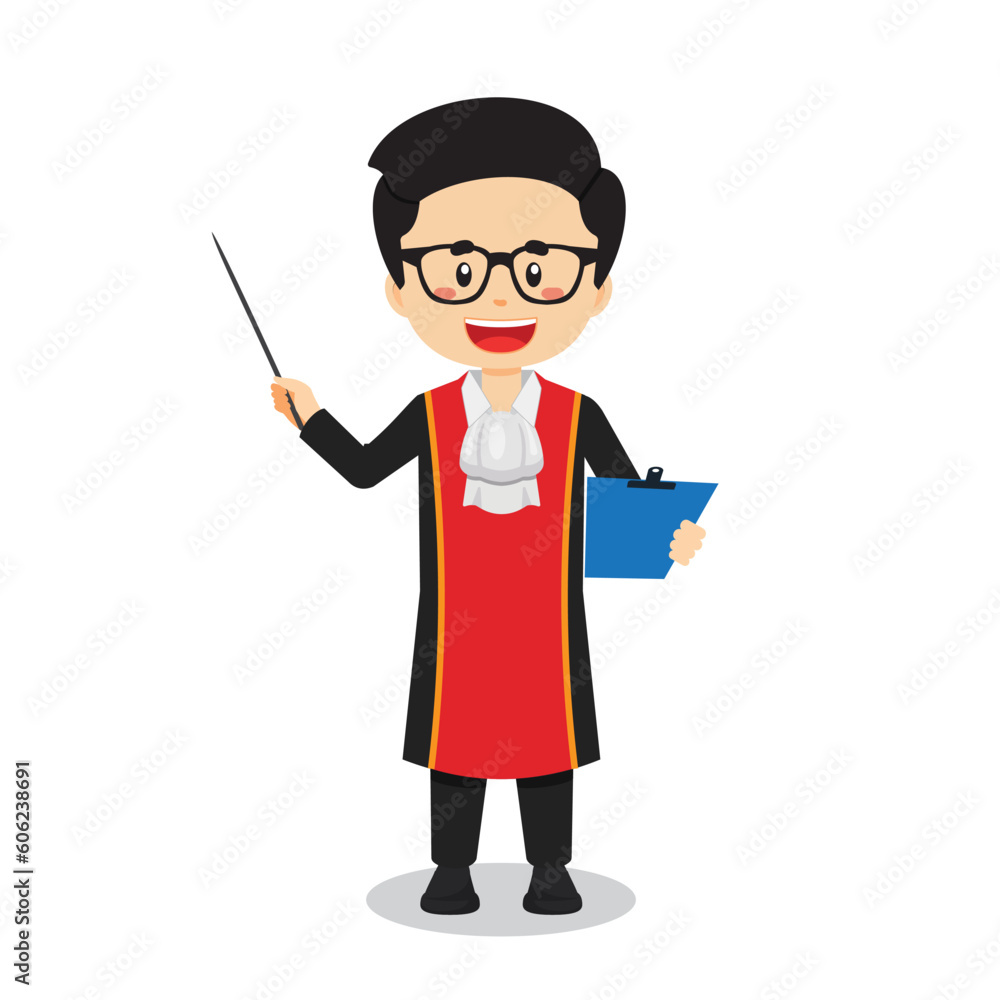 Judge Character Presenting Cartoon Judge Character Presenting Cartoon