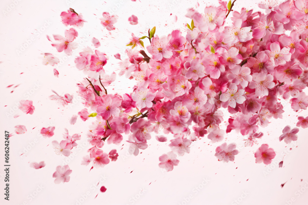 pink flower with white petals and a yellow center, Generative Ai pink flower with white petals and a yellow center, Generative Ai
