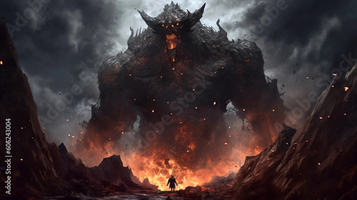 A Molten Giant Emerging From a Volcano Generative AI