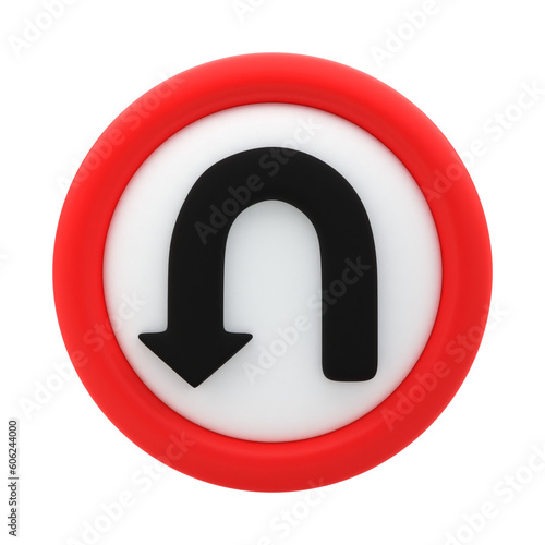 3d minimal traffic sign u turn