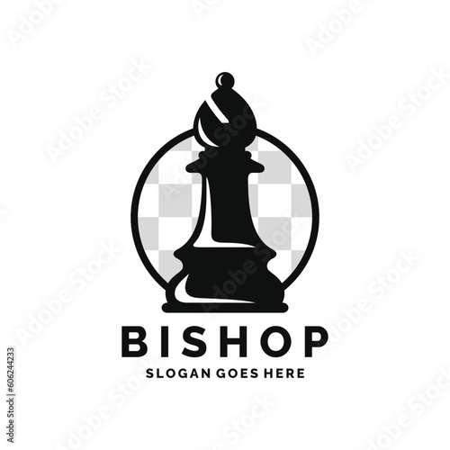 Bishop chess logo design vector illustration