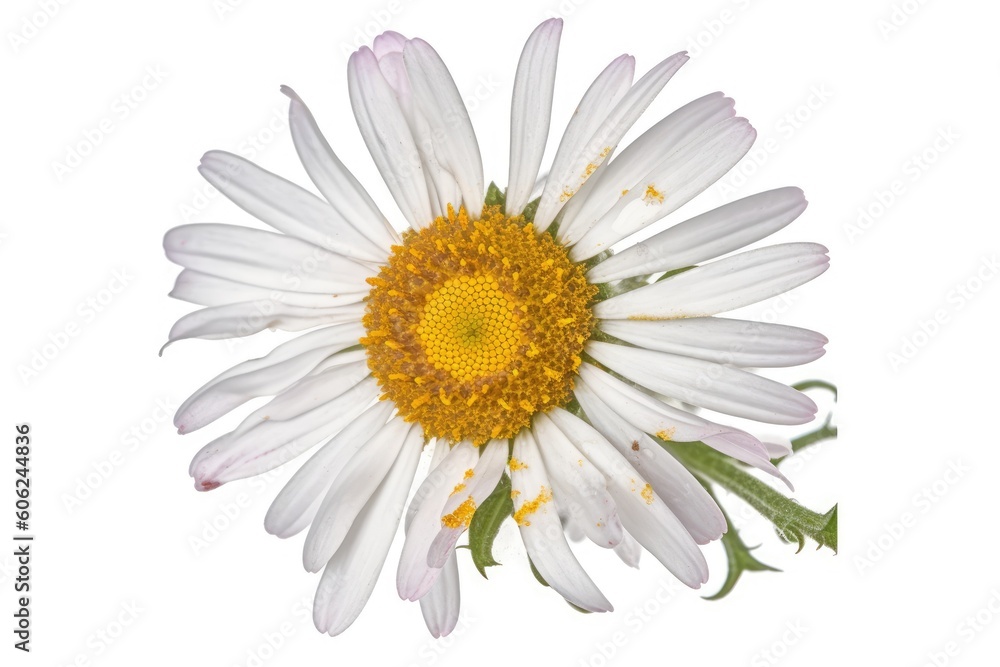 close-up view of a white flower with a bright yellow center Generative AI close-up view of a white flower with a bright yellow center Generative AI