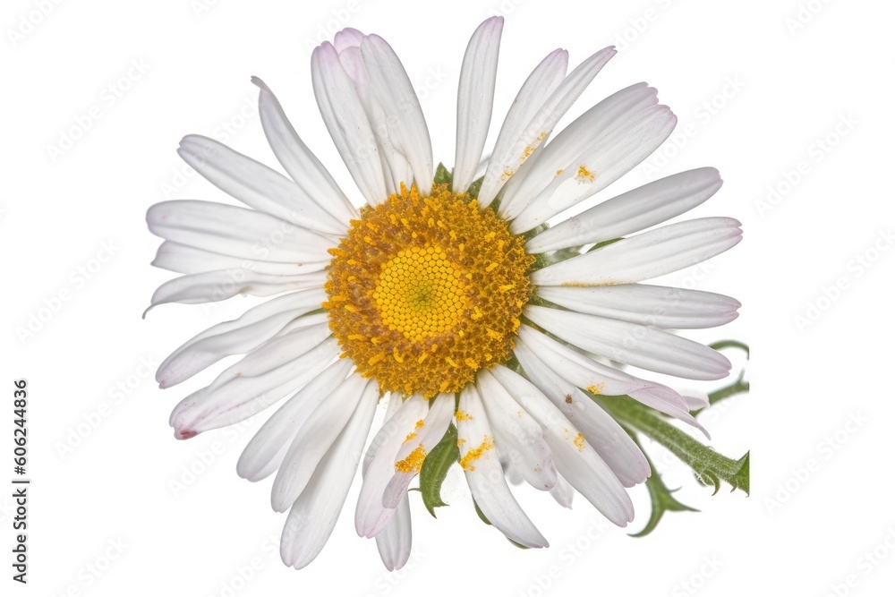 close-up view of a white flower with a bright yellow center Generative AI