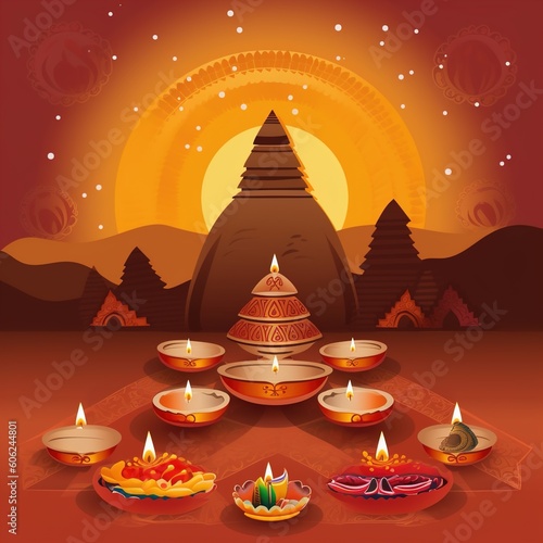 illustration of diya on Diwali celebration.india diwali celebration © GED