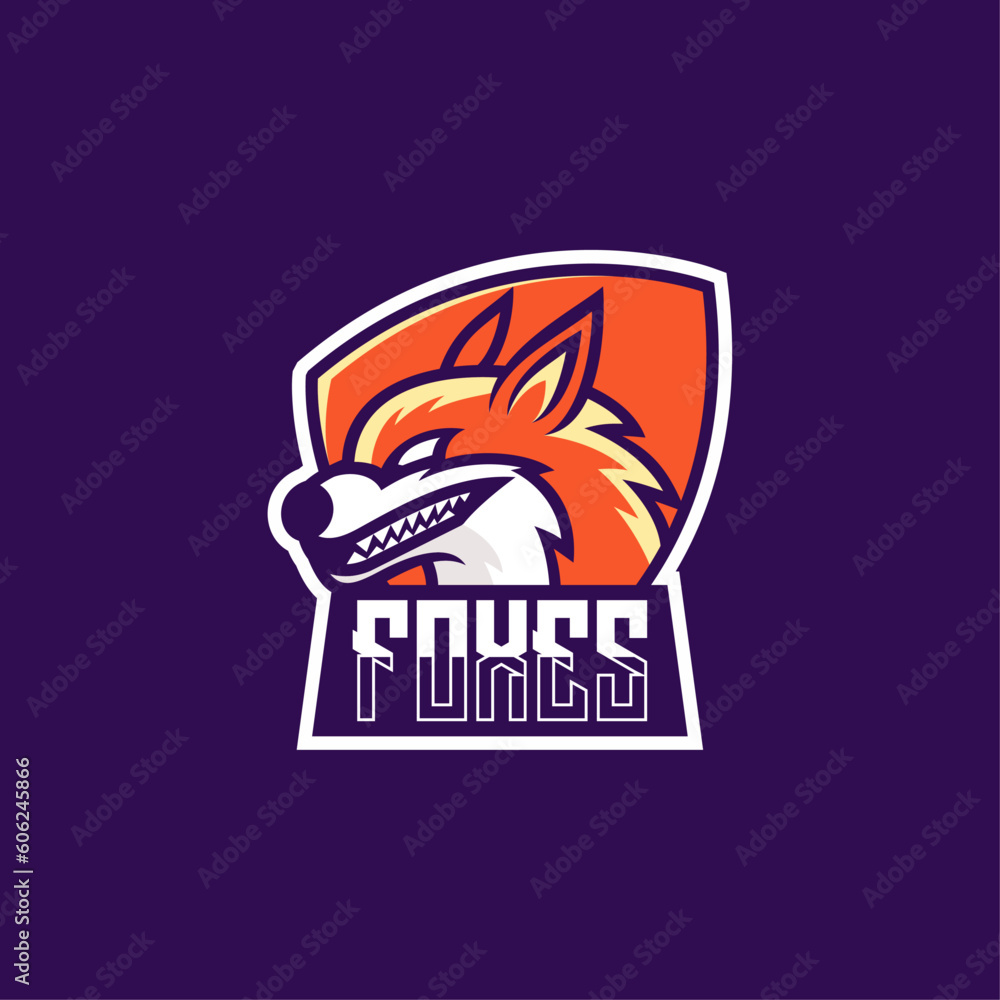 Vector Logo Illustration Fox E Sport And Sport Style. Vector Logo Illustration Fox E Sport And Sport Style.