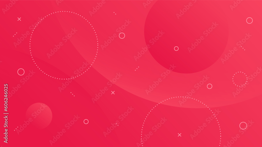Modern Abstract Background with Motion Round Circle Wave Retro Memphis and Red Gradient Color