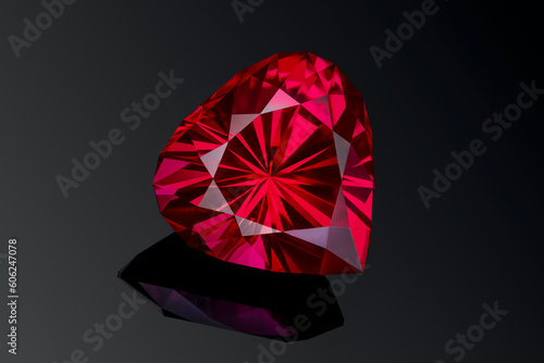 a large expensive gemstone ruby and spinel pigeon blood with hand-cut amethyst on a light background