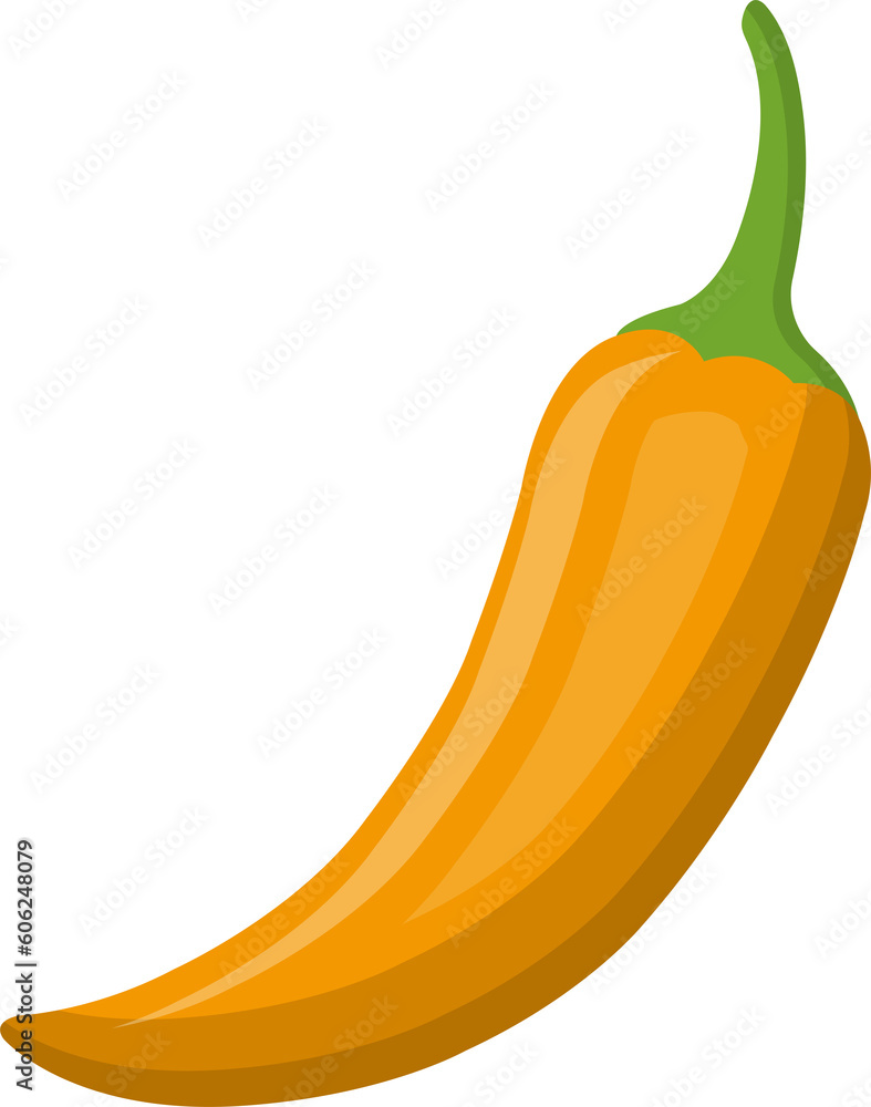 Icon or logo of yellow chili pepper, spicy, used for seasoning Icon or logo of yellow chili pepper, spicy, used for seasoning