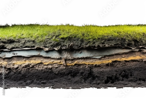 the layers of the Earth with a green landscape on the surface Generative AI photo