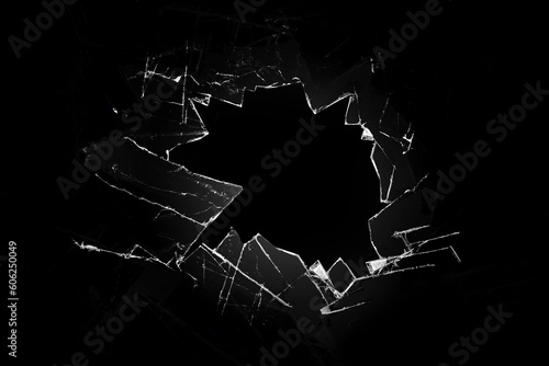 3D Rendering broken glass on a black background