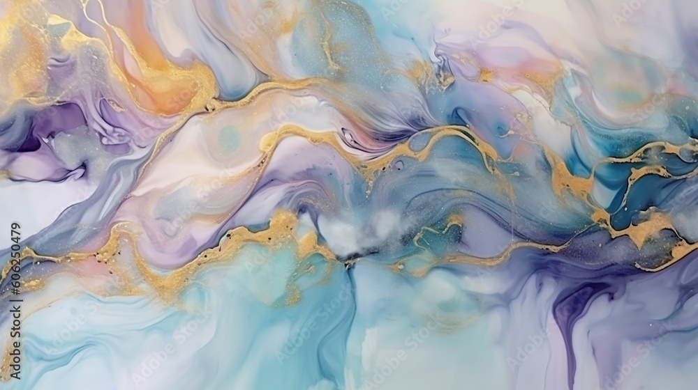 Natural luxury abstract fluid art painting in alcohol ink. 