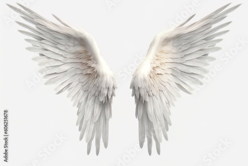 Rendering of Isolated Angel Wings on Clear Background Generative Illustration