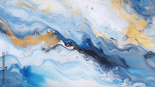 Swirl of blue gold marble abstract background liquid. 