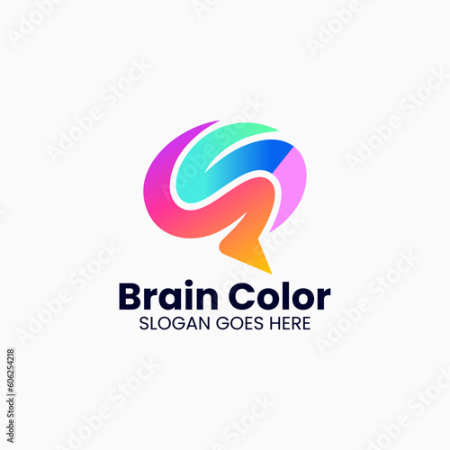Vector Logo Illustration Brain Gradient Colorful Style