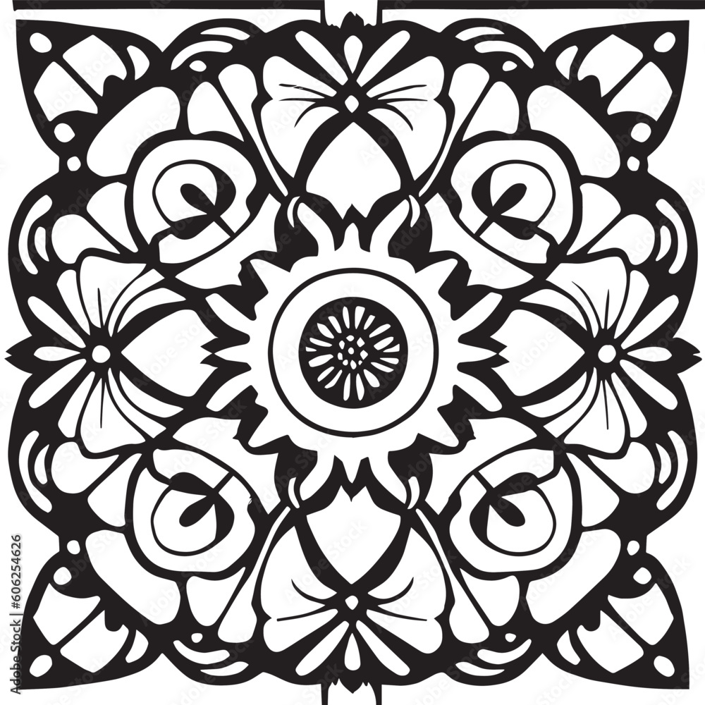 flower design black and white