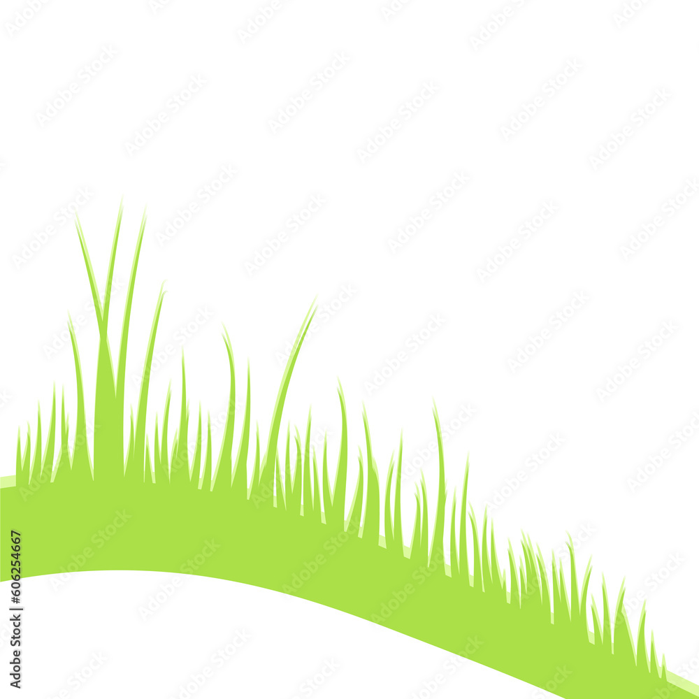 Fototapeta premium spring grass. Fresh grass on the hills. meadow. Nature spring background. green grass. Flat style. Meadow, field, forest. Rest. Nature. Eco.On transparent, png 