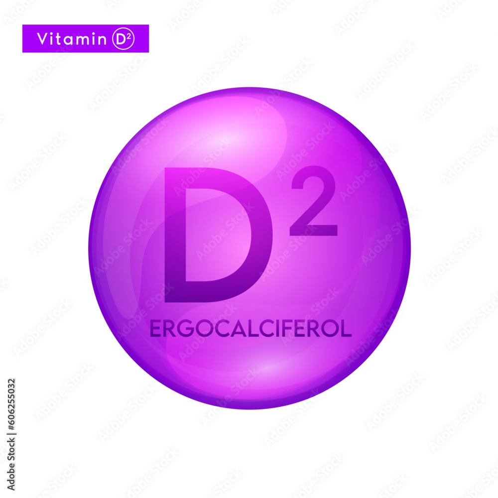 Vitamin D2 (Ergocalciferol) purple icon 3D. Essential multivitamin supplement. Beauty nutrition skincare. Pill capsule vitamins complex. For cosmetic product design. Medical concept. Vector. Vitamin D2 (Ergocalciferol) purple icon 3D. Essential multivitamin supplement. Beauty nutrition skincare. Pill capsule vitamins complex. For cosmetic product design. Medical concept. Vector.