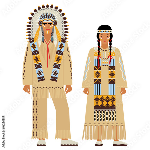 girl and young man in North American Indian costume