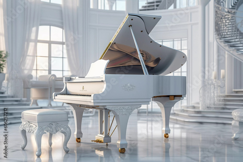 musical instrument white piano in the interior. ai generated Generative AI