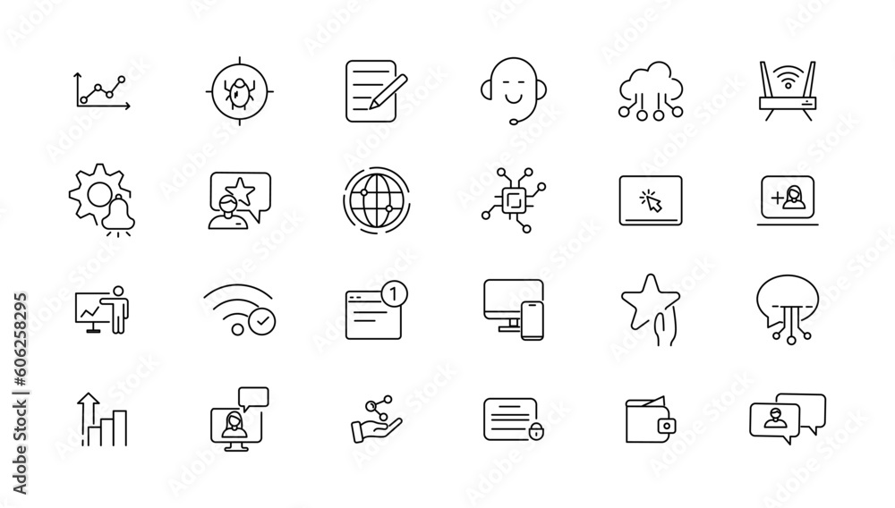 Information technology line icons collection. Big UI icon set in a flat design. Thin outline icons pack. Vector illustration Information technology line icons collection. Big UI icon set in a flat design. Thin outline icons pack. Vector illustration