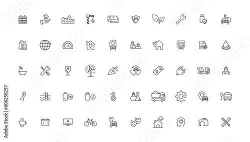 Industry and Environment icons. Thin line icons collection. Vector illustration.