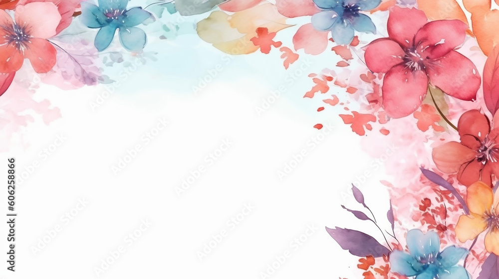 watercolor floral frame background. 