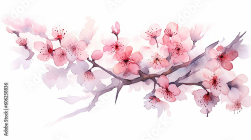 watercolor cherry blossom floral watercolor alcohol ink.  photo