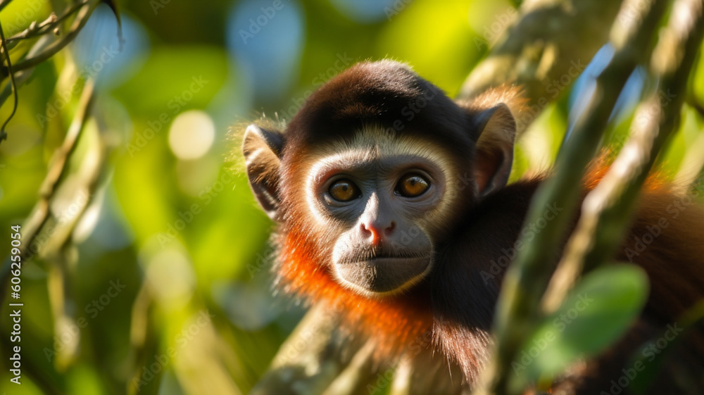 Naklejka premium Generative AI Illustration of a Spider Monkey