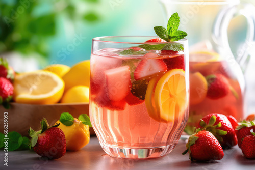 spring and summer drink glass background