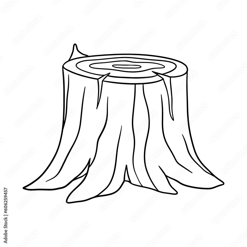 Stump doodle sketch. Vector outline illustration Stump doodle sketch. Vector outline illustration