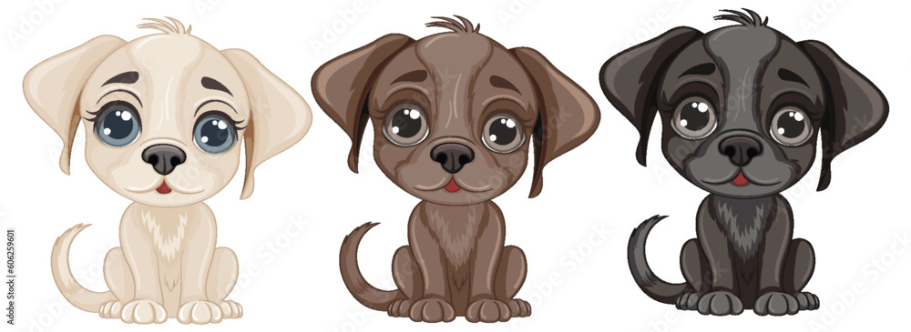 Obraz premium Cute dog cartoon character set