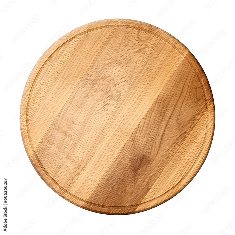 round wooden board , transparent background, PNG ,Generative AI round wooden board , transparent background, PNG ,Generative AI