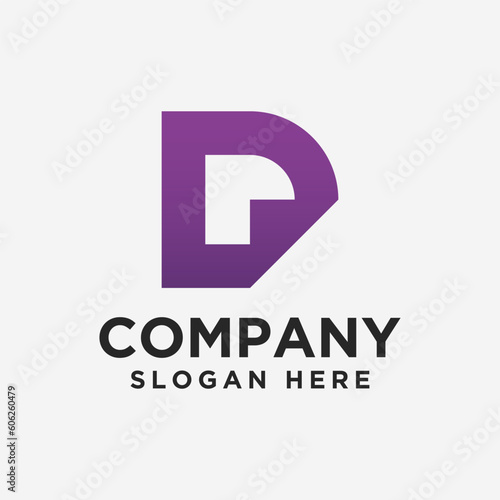 letter D and paper logo icon and vector