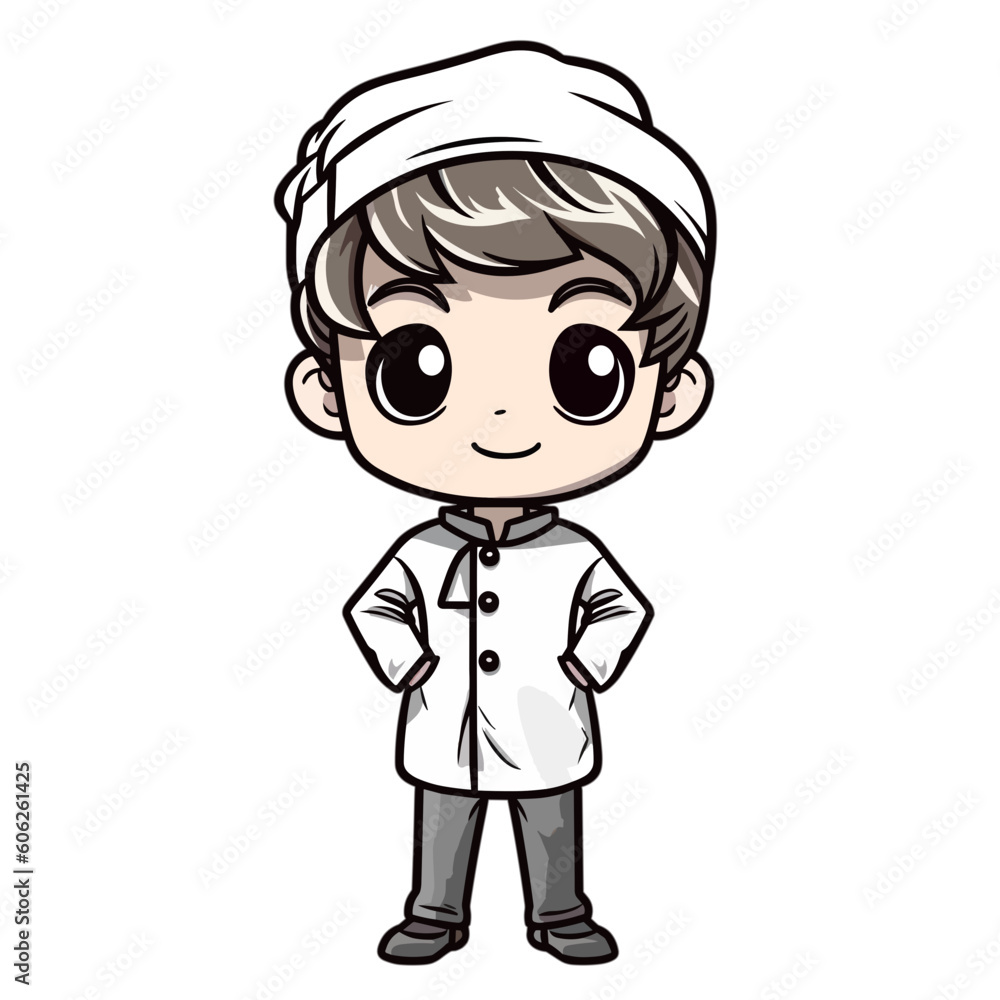 a chef kid with white suit
