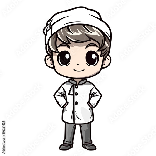 a chef kid with white suit
