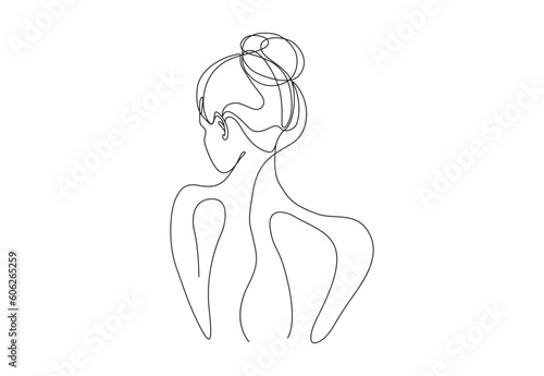 Woman Body One Line Drawing. Female Figure Creative Contemporary Abstract Line Drawing. Beauty Fashion Female Naked Body. Minimalist Design for Wall Art, Print, Card, Poster. Raster copy.