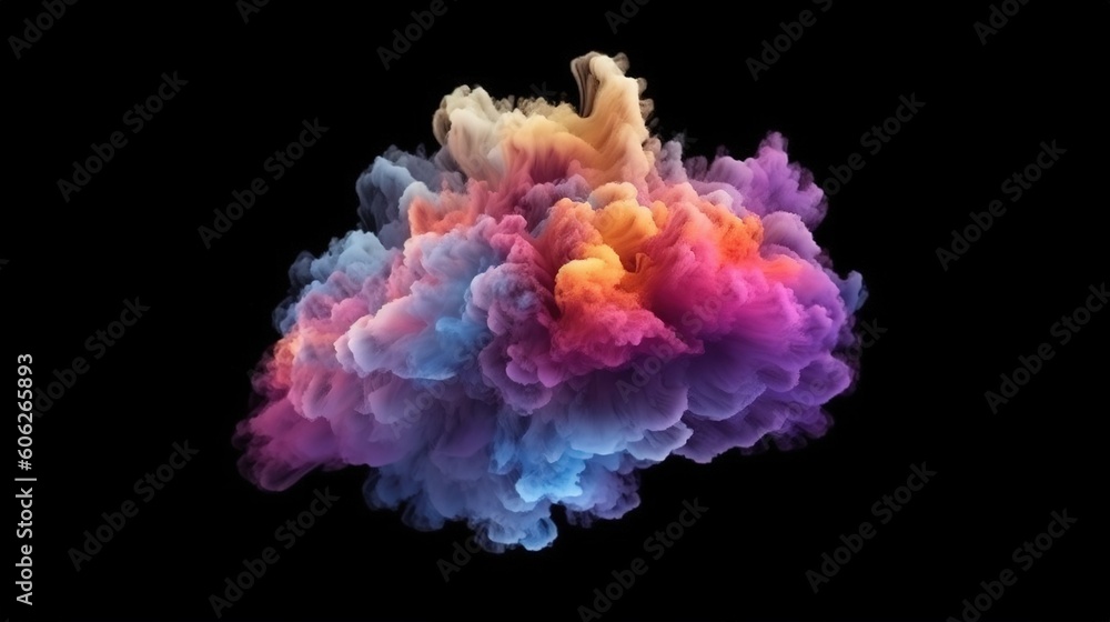 A Colorful Cloud on a Black Background. Generative ai A Colorful Cloud on a Black Background. Generative ai