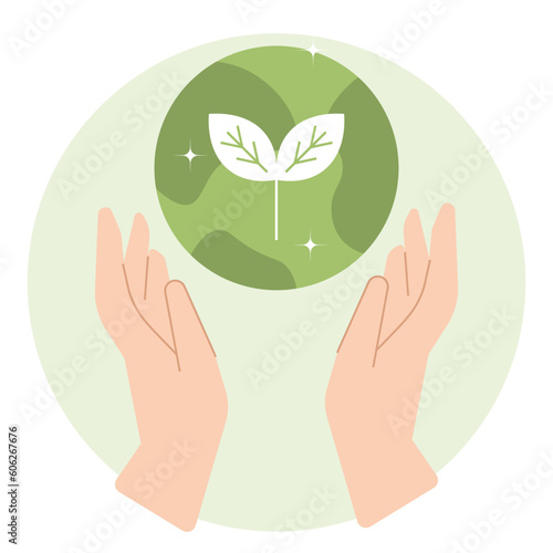 hands holding a green plant