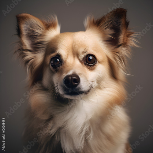 Cute fluffy dog portrait studio shot