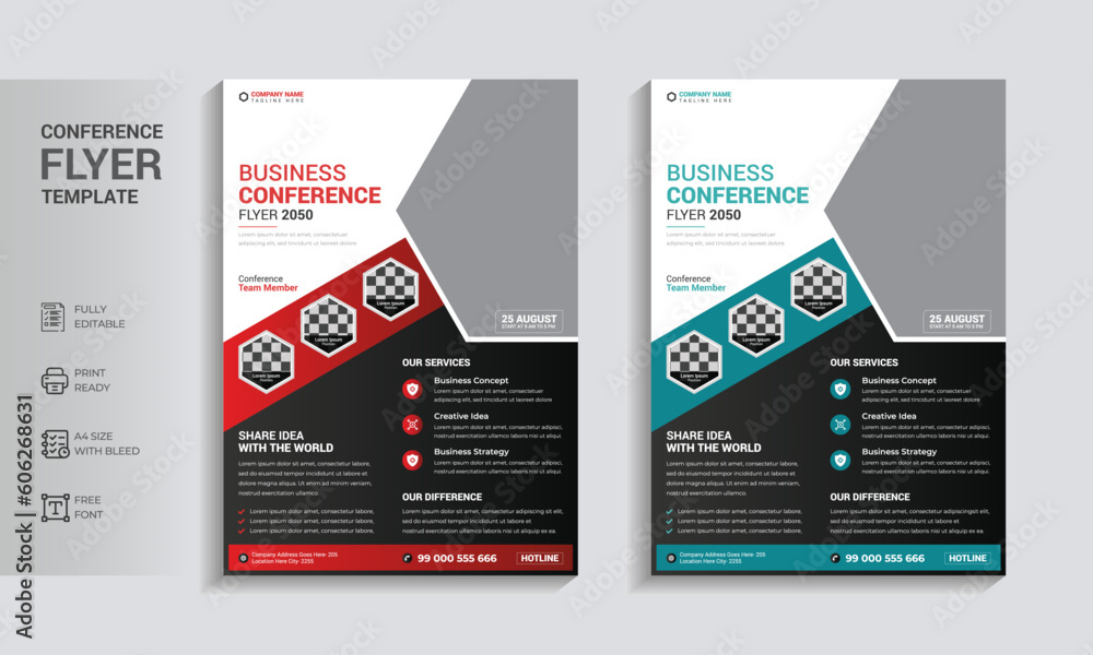 Modern Business Conference Flyer Layout or or corporate business event brochure flyer template set. Abstract business flyer, Brochure design, annual report, poster, book cover layout, vector template.